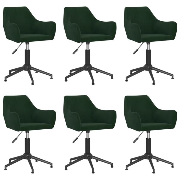 vidaXL Cadeiras de jantar girat&oacute;rias 6 pcs veludo verde-escuro