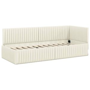 vidaXL Estrutura de Cama de Canto Creme 80 cm x 200 cm Veludo