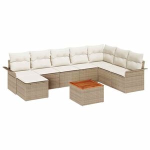 vidaXL Conjunto de Sof&aacute; de Jardim 9 unid. Bege vime PE