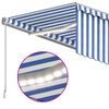 vidaXL Toldo automático c/ estore/LED/sensor de vento 4x3m azul/branco