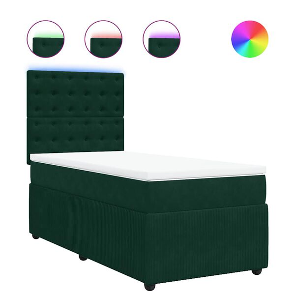 vidaXL Cama com molas/colch&atilde;o 80x200 cm veludo verde-escuro