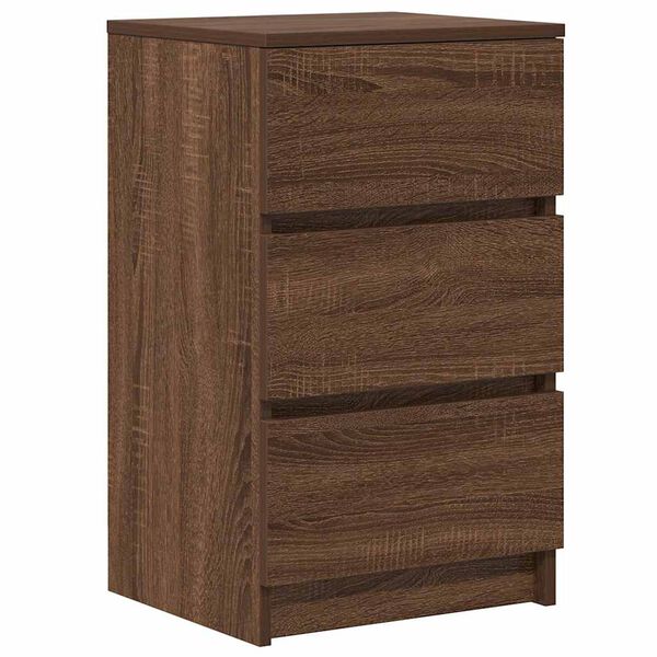 vidaXL Mesa de cabeceira com 3 gavetas 39x35x65 cm carvalho castanho