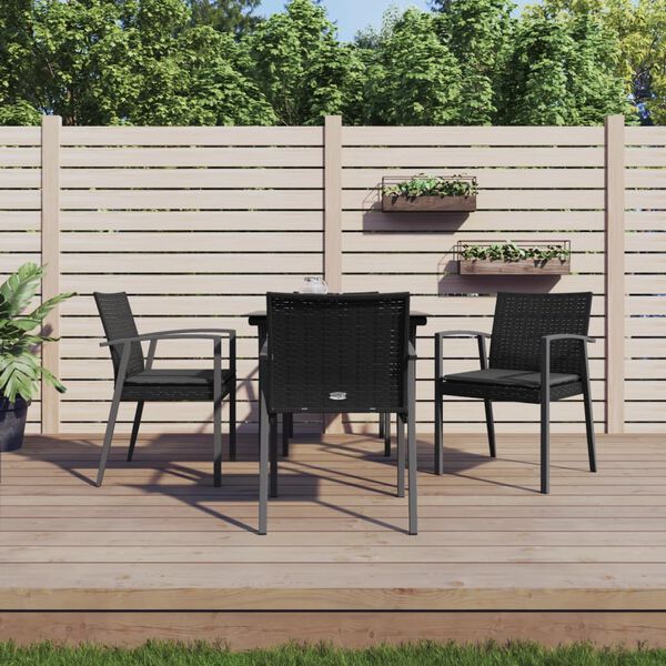 vidaXL 5 pcs conjunto de jantar p/ jardim c/ almofad&otilde;es vime PE e a&ccedil;o