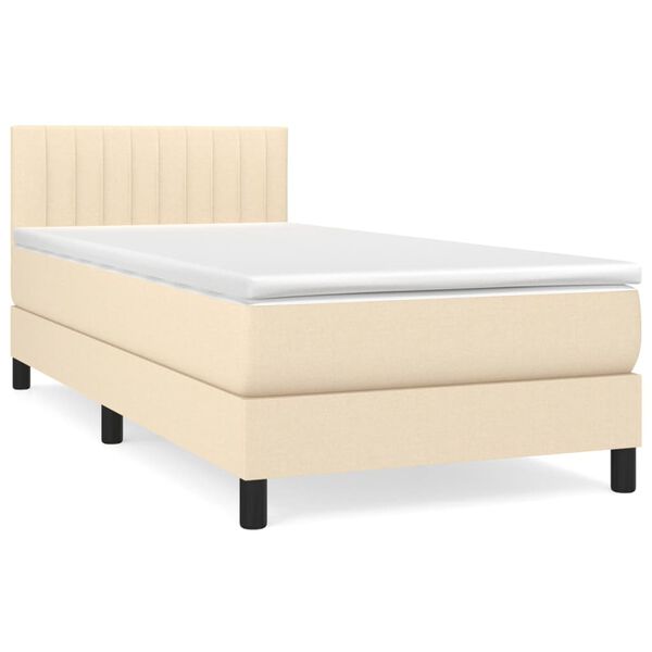 vidaXL Cama com molas/colch&atilde;o 90x200 cm tecido cor cr&egrave;me