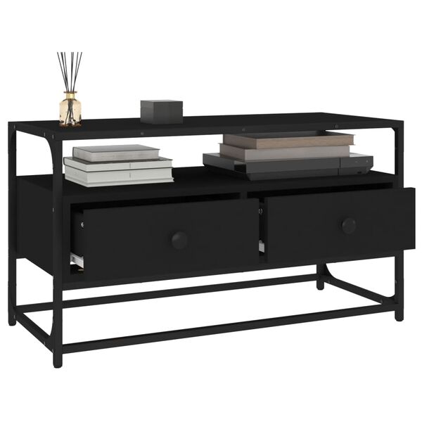 vidaXL M&oacute;vel de TV 80x35x45 cm derivados de madeira preto
