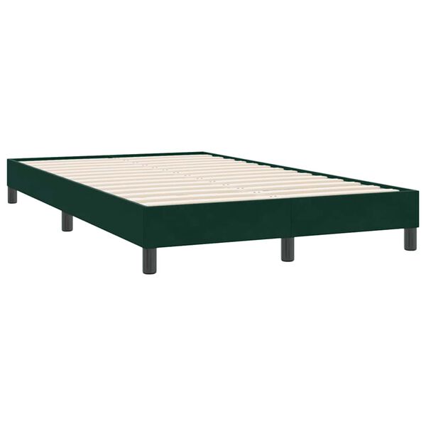 vidaXL Cama com molas/colch&atilde;o 120x220 cm veludo verde-escuro