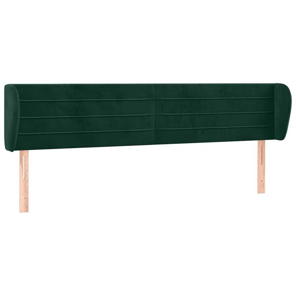 vidaXL Cabeceira de cama c/ abas veludo 163x23x78/88cm verde-escuro