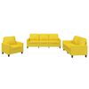 vidaXL 3 pcs conjunto de sof&aacute;s com almofad&otilde;es tecido amarelo-claro