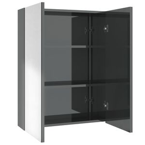vidaXL Arm&aacute;rio espelhado p/ casa banho 60x15x75 cm MDF cinza brilhante