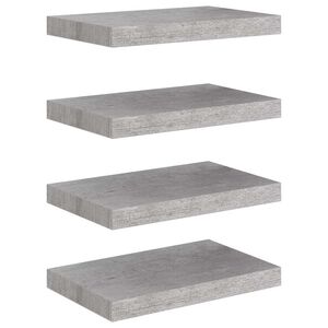 vidaXL Prateleiras de parede 4 pcs 40x23,5x3,8 cm MDF cinzento-cimento