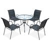 vidaXL Conjunto de jantar para jardim 5 pcs 80x71 cm a&ccedil;o preto
