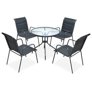 vidaXL Conjunto de jantar para jardim 5 pcs 80x71 cm a&ccedil;o preto