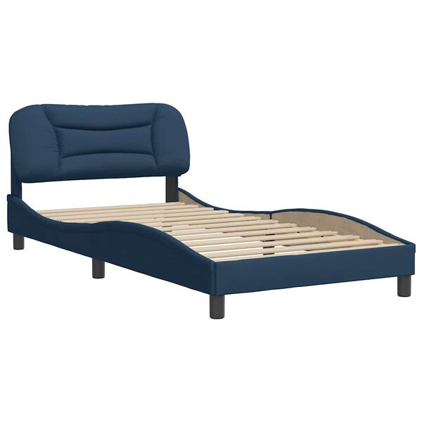 vidaXL Estrutura de cama sem colch&atilde;o Hvar 100x200 cm tecido azul