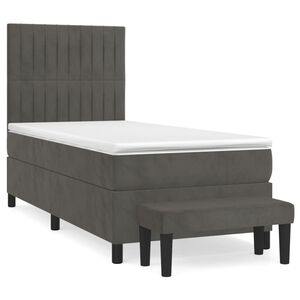 vidaXL Cama com molas/colch&atilde;o 80x200 cm veludo cinza-escuro