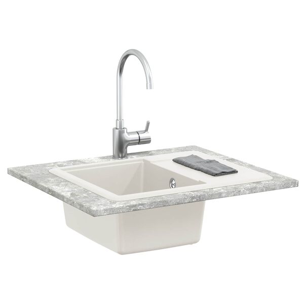 vidaXL Pia Branco 560 x 460 mm 80% Quartzo e 20% Resina