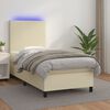 vidaXL Cama box spring c/ colch&atilde;o/LED 90x190 cm couro artificial creme