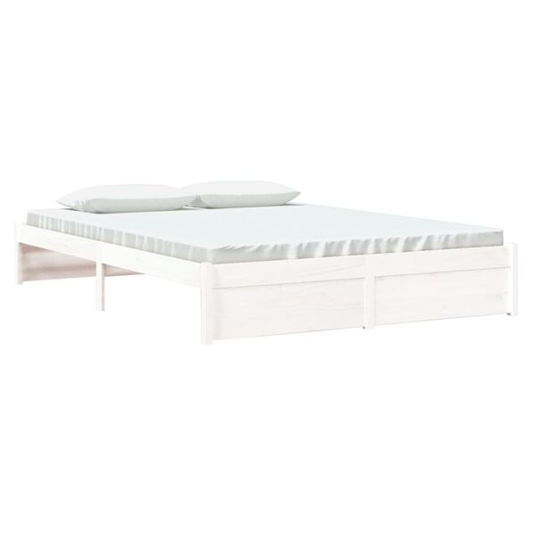 vidaXL Estrutura de cama 160x200 cm madeira maci&ccedil;a branco
