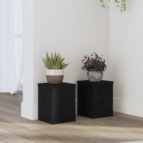 vidaXL Suporte para Plantas 2 pcs Carvalho Preto 15 x 15 x 20 cm