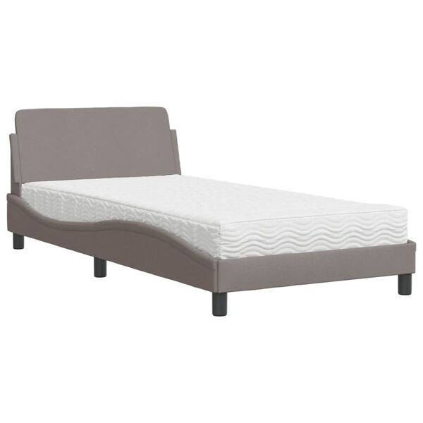 vidaXL Cama com colch&atilde;o Dover 100x200 cm tecido cinzento-acastanhado