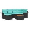 vidaXL Conjunto de Sof&aacute; de Jardim 7 pcs Preto Rattan Sint&eacute;tico