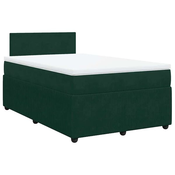 vidaXL Cama boxspring com colch&atilde;o 120x190 cm veludo verde-escuro