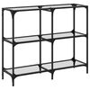 vidaXL Mesa consola com tampo em vidro transparente 98x30x81 cm aço