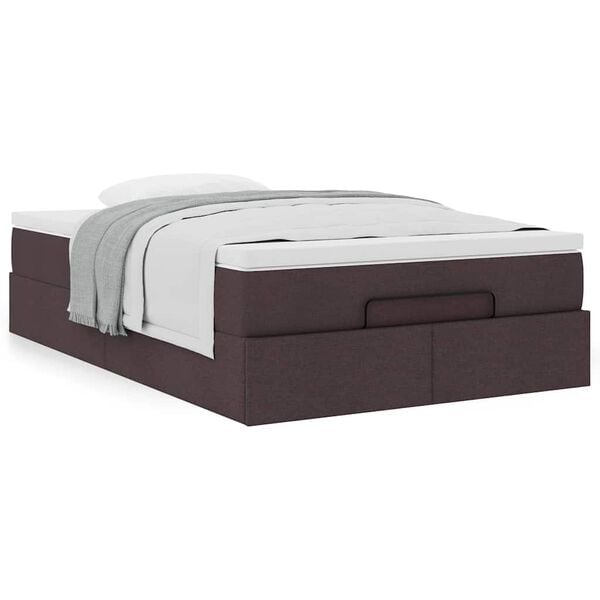 vidaXL Estrutura de cama otomana com colch&atilde;o 120x190cm castanho escuro