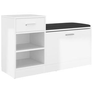 vidaXL Banco sapateira 94,5x31x57cm derivados madeira branco brilhante