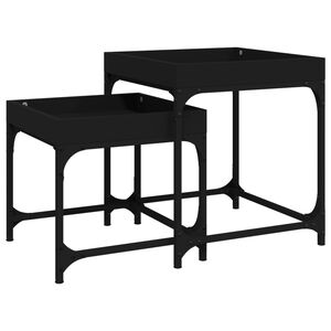 vidaXL Mesas de apoio 2 pcs derivados de madeira preto