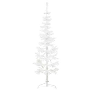 vidaXL Meia &aacute;rvore de Natal fina com suporte 120 cm branco