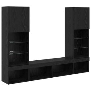 vidaXL Unidades de TV de Parede com LED 5 unid. Carvalho Preto