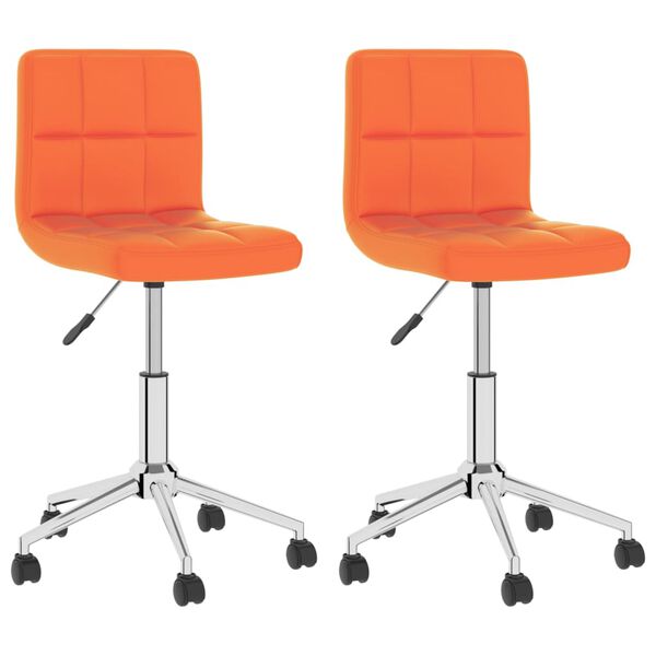 vidaXL Cadeiras de jantar girat&oacute;rias 2 pcs couro artificial laranja