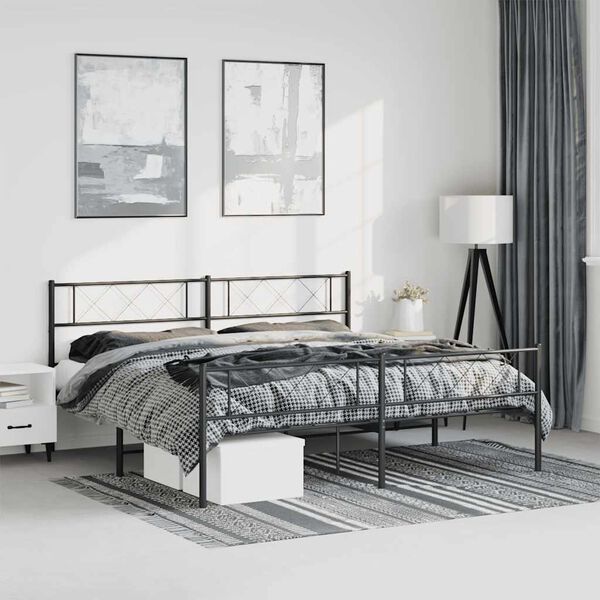 vidaXL Estrutura de cama com cabeceira e pés 193x203 cm metal preto