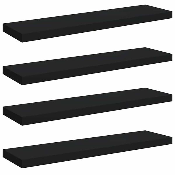 vidaXL Prateleiras parede suspensas 4 pcs 90x23,5x3,8cm MDF preto