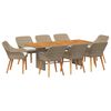 vidaXL Conjunto de Jantar para Jardim com almofada 9 pcs Bege vime PE