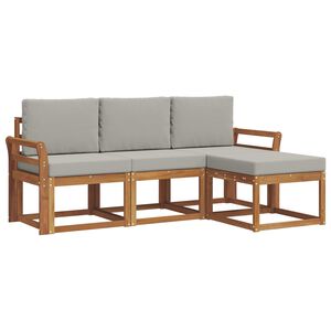 vidaXL Conjunto de Sof&aacute;s para Exterior 4 pcs Cinza Natural e Claro