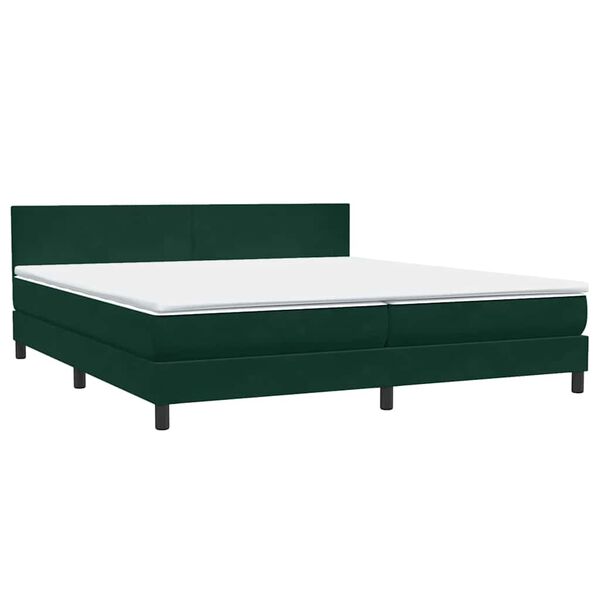 vidaXL Cama com molas/colch&atilde;o 180x220 cm veludo verde-escuro
