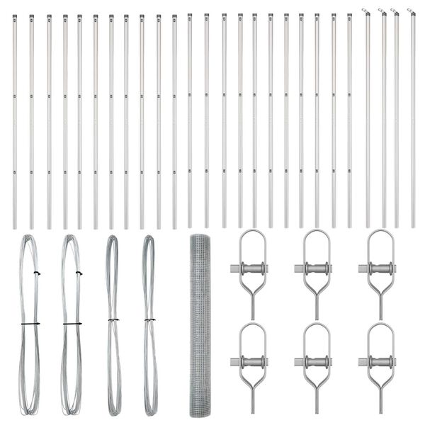 vidaXL Poste de Cerca Prateado 50 x 1 m (malha de 16 x 16 mm) A&ccedil;o