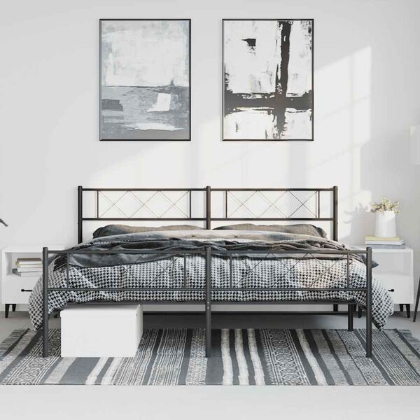 vidaXL Estrutura de cama com cabeceira e pés 193x203 cm metal preto