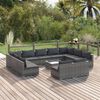vidaXL 12 pcs conjunto lounge de jardim c/ almofad&otilde;es vime PE cinzento