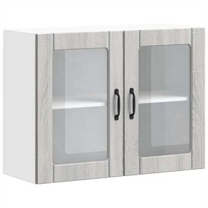 vidaXL Arm&aacute;rio de parede de cozinha porta vidro Lucca cinza sonoma