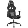 vidaxL Cadeira gaming com apoio de p&eacute;s tecido preto e cinzento-claro