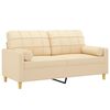 vidaXL Sof&aacute; 2 lugares c/ almofadas e almofad&otilde;es 140cm tecido cor creme