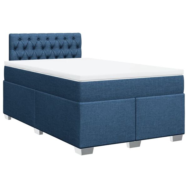 vidaXL Cama boxspring com colch&atilde;o 120x190 cm tecido azul