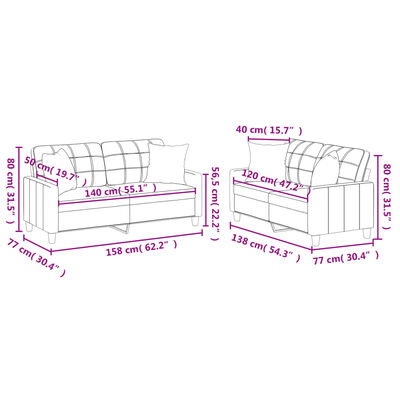 vidaXL 2 pcs conjunto de sofás couro artificial preto