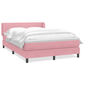 vidaXL Cama com molas/colch&atilde;o 140x210 cm veludo Rosa