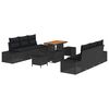 vidaXL Conjunto de Sof&aacute; de Jardim 9 unid. Preto vime PE
