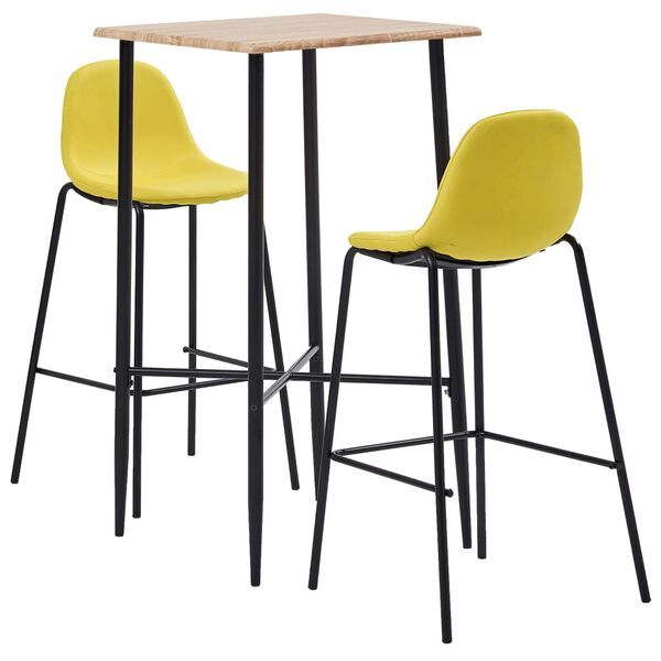vidaXL 3 pcs conjunto de bar tecido amarelo