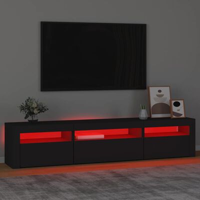 vidaXL Móvel de TV com luzes LED 195x35x40 cm preto