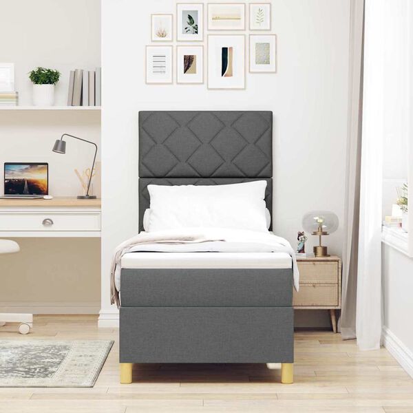 vidaXL Cama Box com colch&atilde;o Cinza Escuro 80 x 200 cm tecido